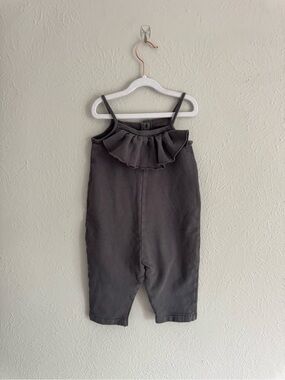 Zara Girls Black Ruffle-Front Jumpsuit